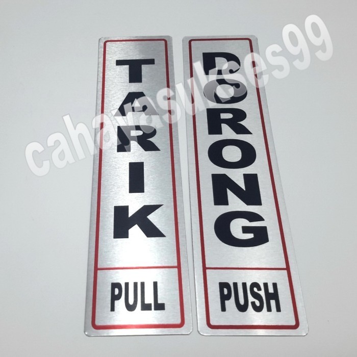 

Stier Label Dorong Tarik Stiker Plat Alunium Sign Board Pintu Kaca