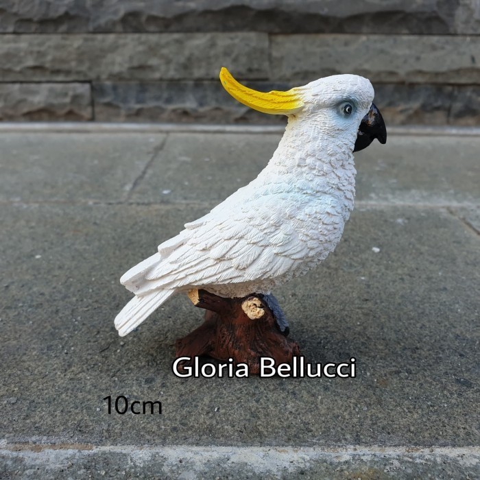 PATUNG PAJANGAN BURUNG KAKAKTUA MINIATUR KAKATUA PUTIH