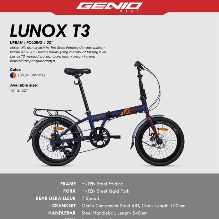 Sepeda Lipat 20 inch Genio Lunox 1.0
