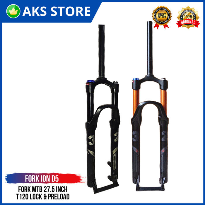 Fork Shock Sepeda Gunung MTB Rim 27.5 Inch Ion D5 T120 Lock & Preload