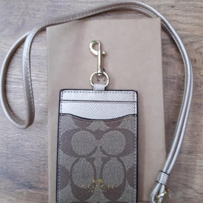 

Name Tag Holder Lanyard Gantungan ID Card Coach Silver Brown Limited BS01