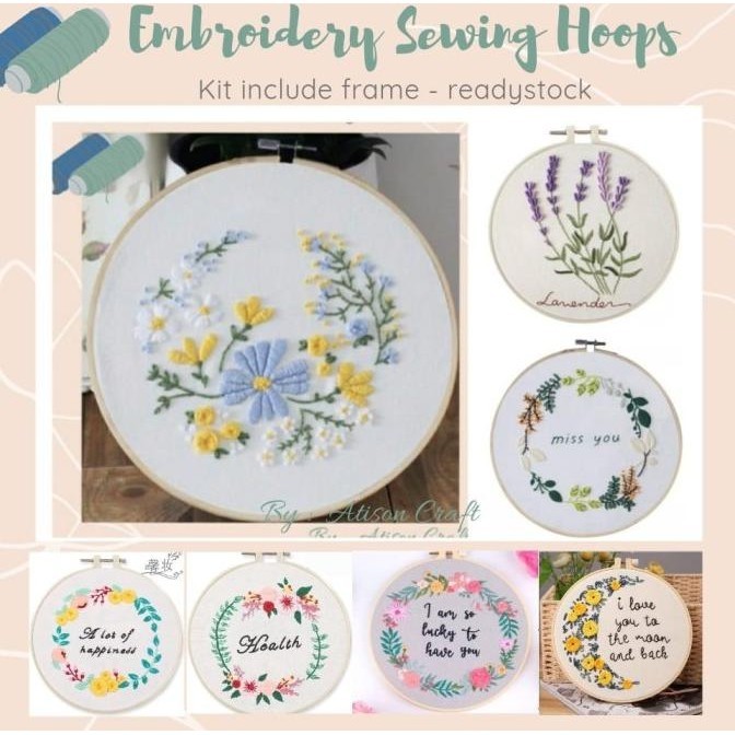 kot sulam paket jahit bordir embroidery dengan hoops ram midangan/ ext