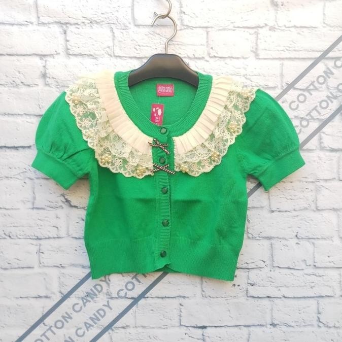 Cotton Candy Cardigan Wanita Rajut Bolero Tangan Pendek Motif Renda 20