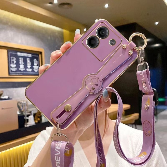 CASE XIAOMI REDMI 13C TALI SLEMPANG SOFT CASE PLATING GLOSSY STRAP CAS