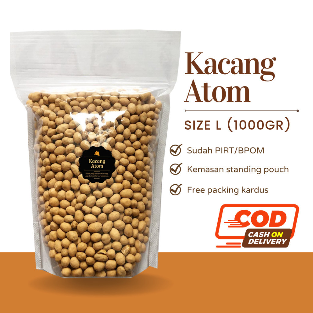 

[DELISH SNACKS] 1 KG Kacang Atom (L) 1000gr / Snack Cemilan Camilan Kacang Telur / Sukro Kacang Oven Panggang