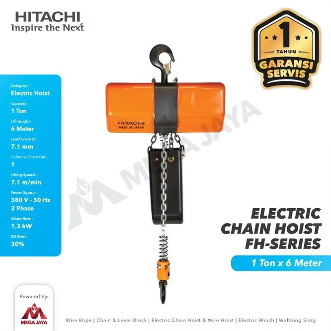 Electric Chain Hoist 1 Ton X 6 Meter 3F Fh Series Hitachi