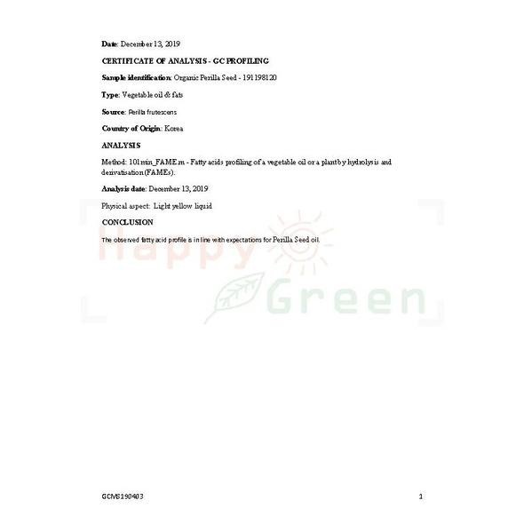 

BN Bersertifikat Happy Green ORGANIC Perilla Seed Oil Murni TERLARIS