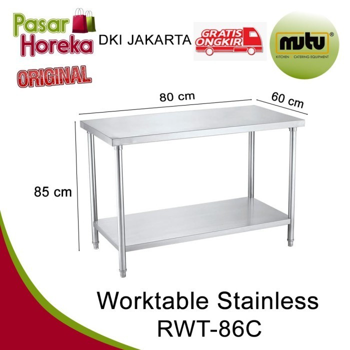 Terbaru Meja Kerja Dapur Stainless / Working Table 80 X 60 Cm Rwt-86C Mutu Promo Terlaris