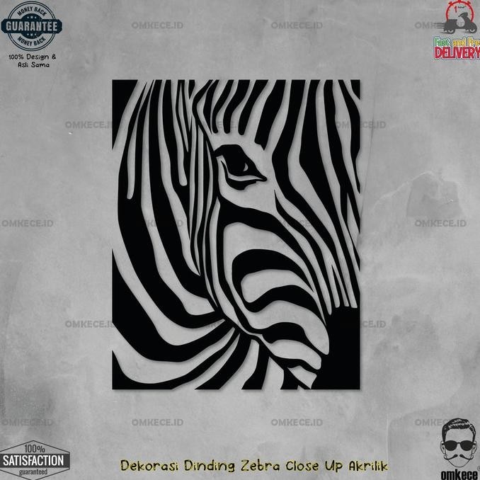 New Sale Lukisan Hiasan Dekorasi Sticker Dinding 3D Kuda Zebra Close Up Akrilik Original