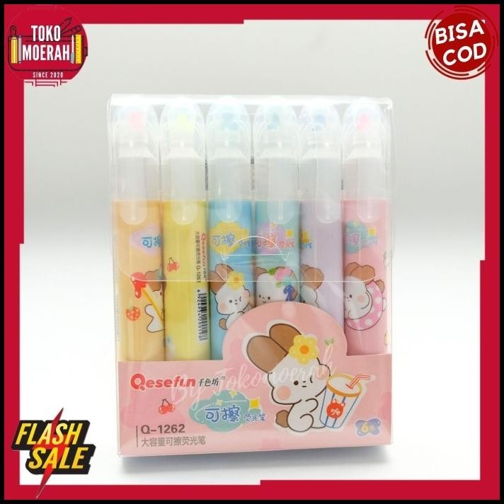 

TERMURAH HIGHLIGHTER QESEFUN 1 SET 6PCS HIGHLIGHTER HAPUS MURAH KARTUN KELINCI