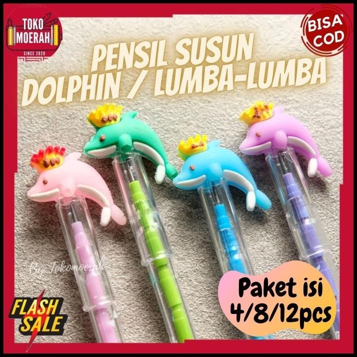

TERBARU PENSIL MURAH 4 8 12PCS PENSIL SUSUN DOLPHIN LUMA LUMBA LUCU IMUT UNIK !!!!!!