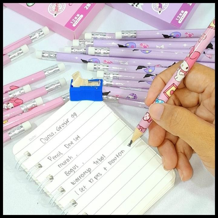 

GRATIS ONGKIR PENSIL 2B SANRIO 1 PACK ISI 12 PCS FREE SERUTAN MELODY KUROMI TERMURAH !!!!