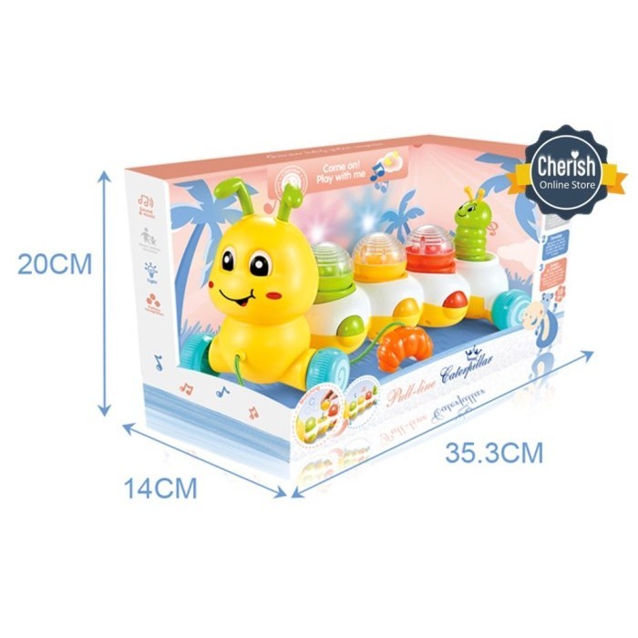 Mainan Edukatif Anak Pull-Line Caterpillar Mainan Anak Umur 2 Tahun