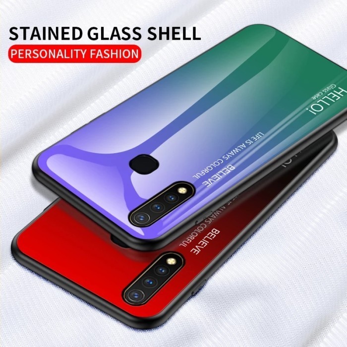 Gradient Glass Case VIVO Y19 VIVOY19 Back Cover Casing HP