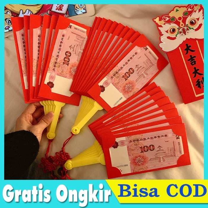 

] 2024 Angpao Kipas Imlek Lipat Amplop Tahun Baru Cina Hong Bao 10 Slot
