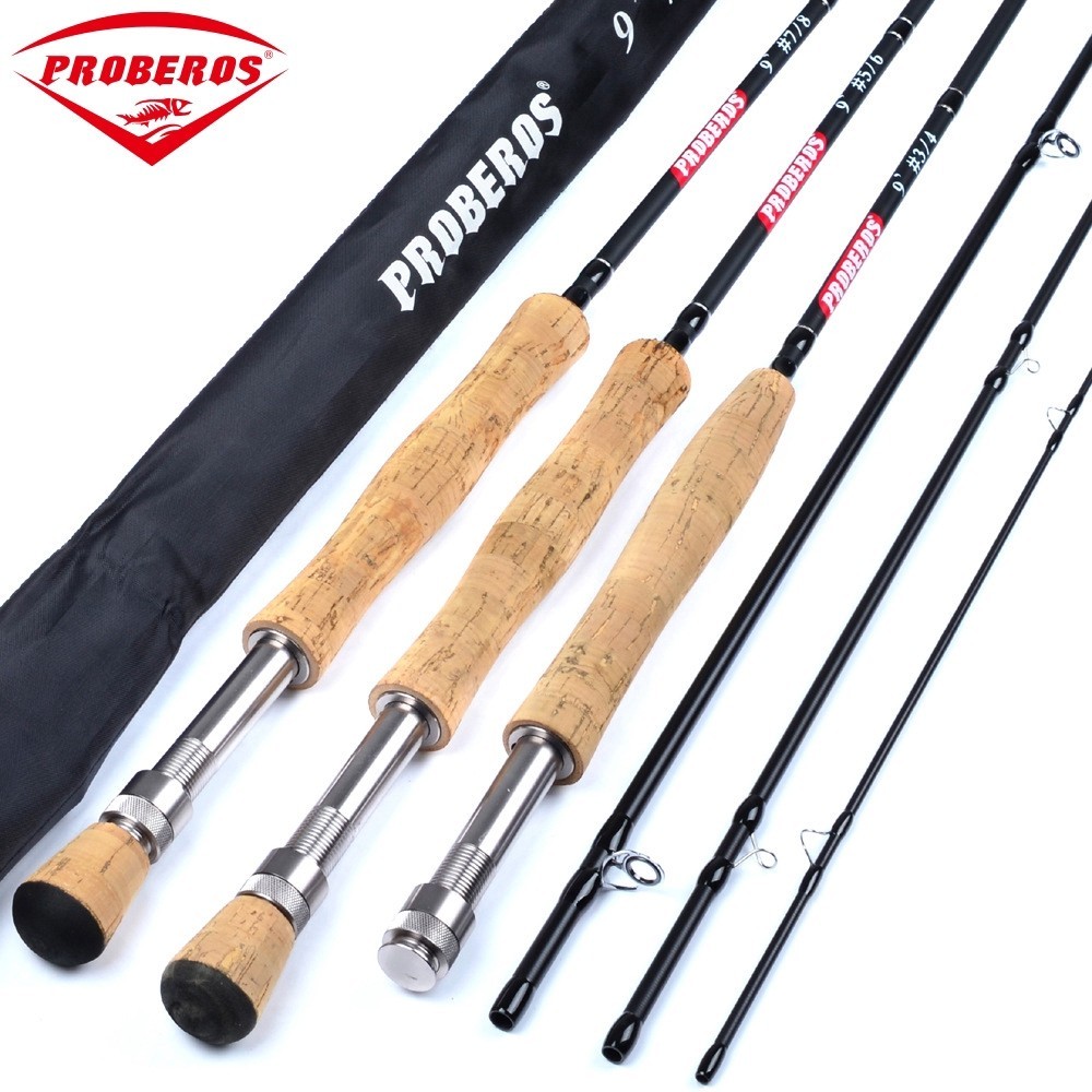 Proberos Joran Karbon Fly Fishing 9ft 2.7m 4 Bagian Batang Gigi