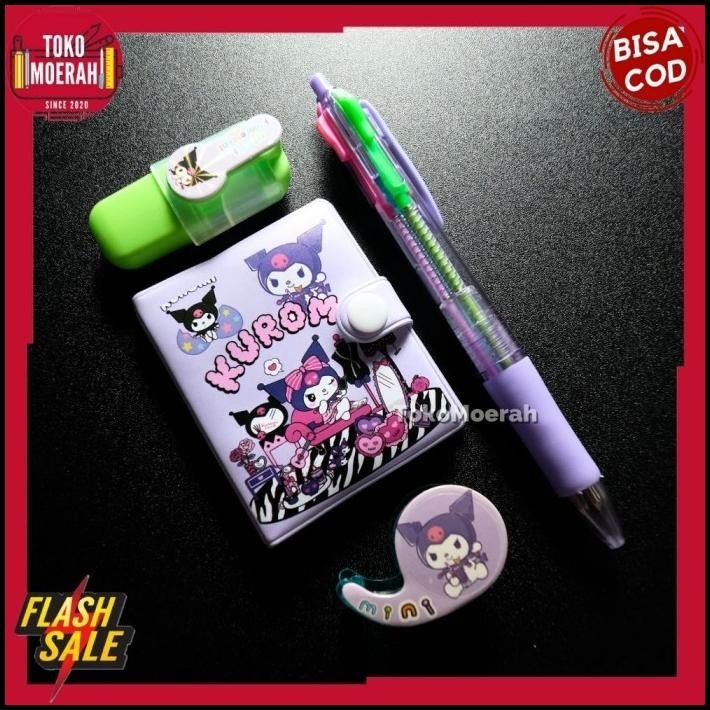 

HOT DEAL PAKET ALAT TULIS 4 IN 1 SANRIO PULPEN SELOTIP STABILO SANRIO NOTEBOOK !!!!!