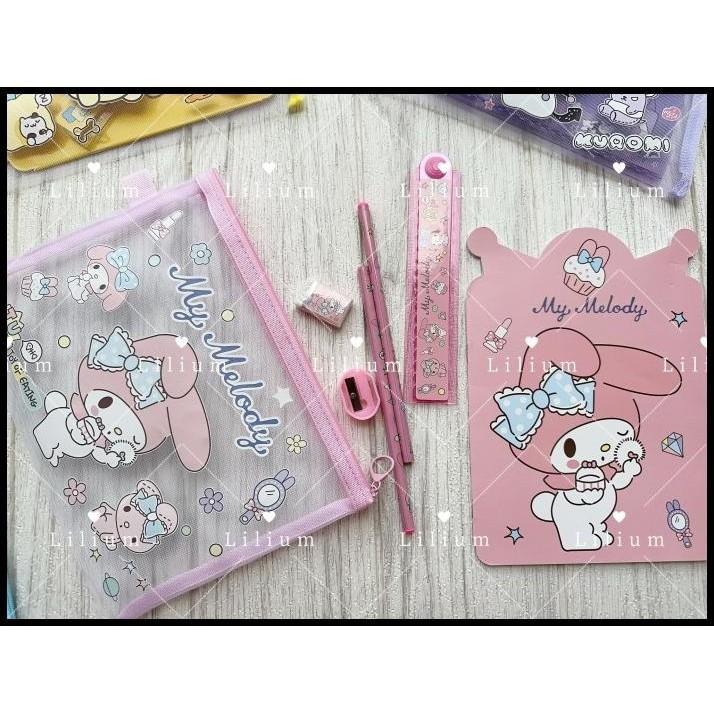 

TERBARU STATIONARY SET SANRIO ATK015 TEMPAT PEN PENGGARIS BUKU KUROMI CINNAMOR !!!!