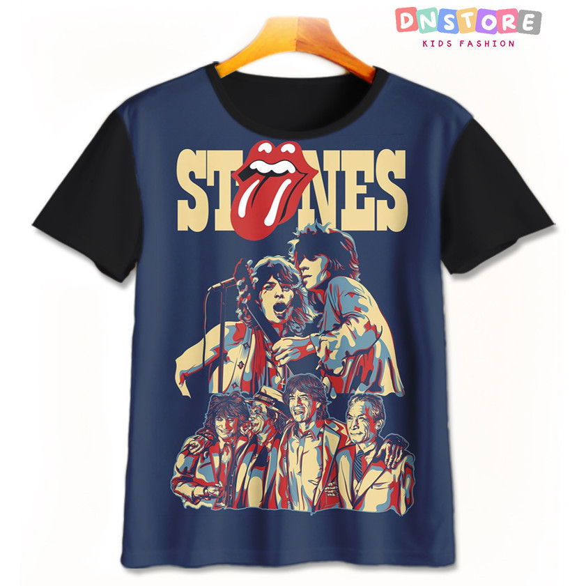 Kaos Anak The Rolling Stones v2 Baju Anak Musik Band The Rolling Stones 3D Printing Untuk Umur 1-12 