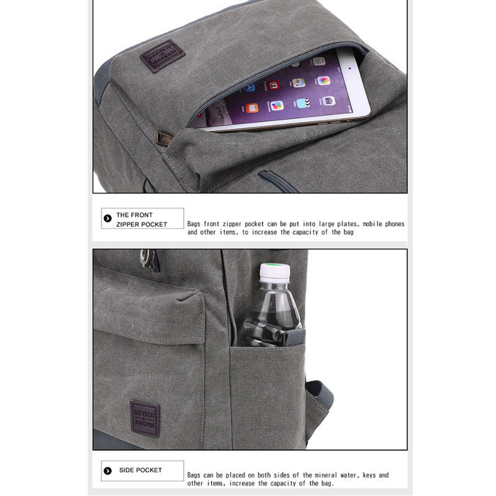 Tas Ransel Canvas Backpack With Headset And Usb Port