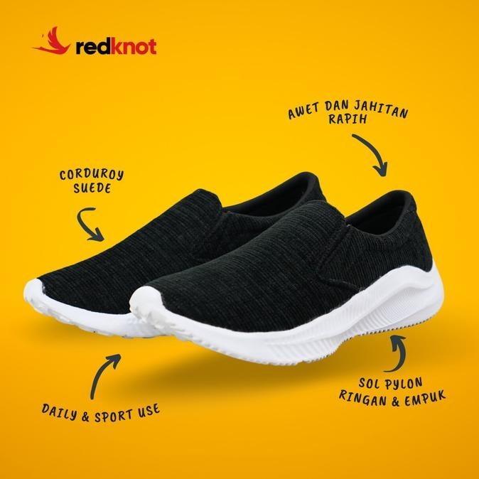 Redknot Barna Hitam - Sepatu Slip On tanpa tali untuk Olahraga, Jalan