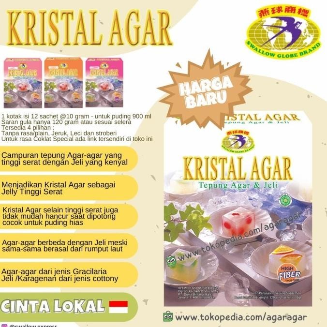 

KRISTAL AGAR JELLY - SWALLOW GLOBE Sekotak isi 12 Sachet