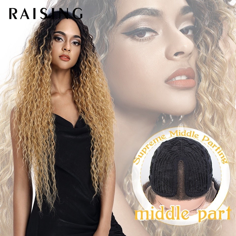 Wig Renda Sintetis Raising Panjang Keriting Lurus Keriting 30 Inci Rambut Warna Abu-abu Pirang Ombre