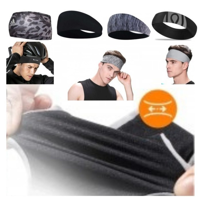 Ikat Kepala Headband Sport Adidas Ori & Bandana Biasa Sepeda Bola Yoga