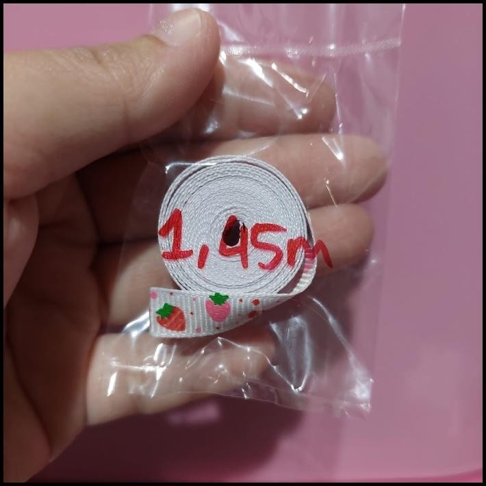 

HOT DEAL 145CM PITA GROSSGRAIN STRAWBERRY 1CM PUTIH !