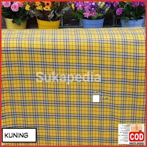 Extra Kain Kotak Seragam 7 Kuning Dan Khaki (Lebar 115Cm)Harga Per 0,5M Good Quality