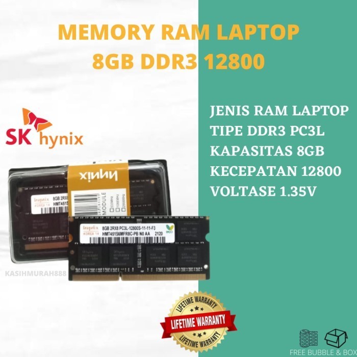 Memory Ram 8Gb Hynix Ddr3 12800 Sodimm - Ram Untuk Laptop