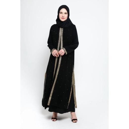 Gamis Abaya Remaja Hitam Tuey Bahan Jetblack Renda Kotak Gamis Abaya Remaja