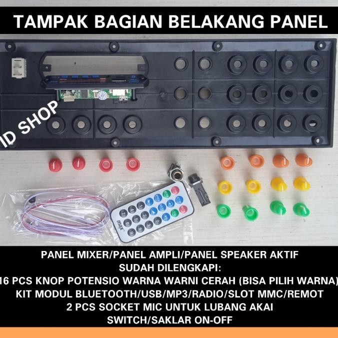 Panel MIXER Ampli Panel SPIKER AKTIF+KNOP Potensio+Kit Modul+Soket MIC