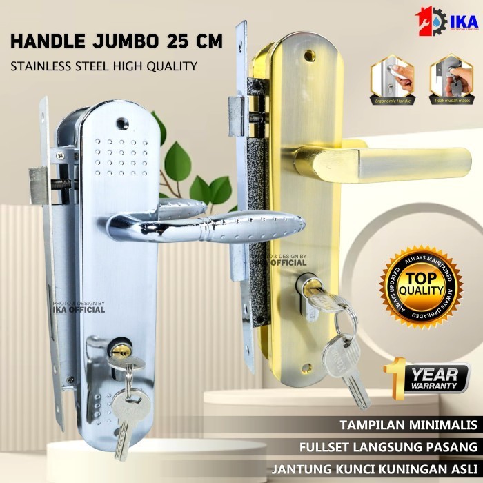 Handle + Kunci Pintu 25Cm Komplit / Gagang Tarikan Rumah