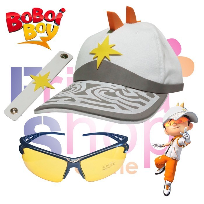 Topi + Jam Tangan + Kacamata + Rompi + Pedang 1 Boboiboy Solar
