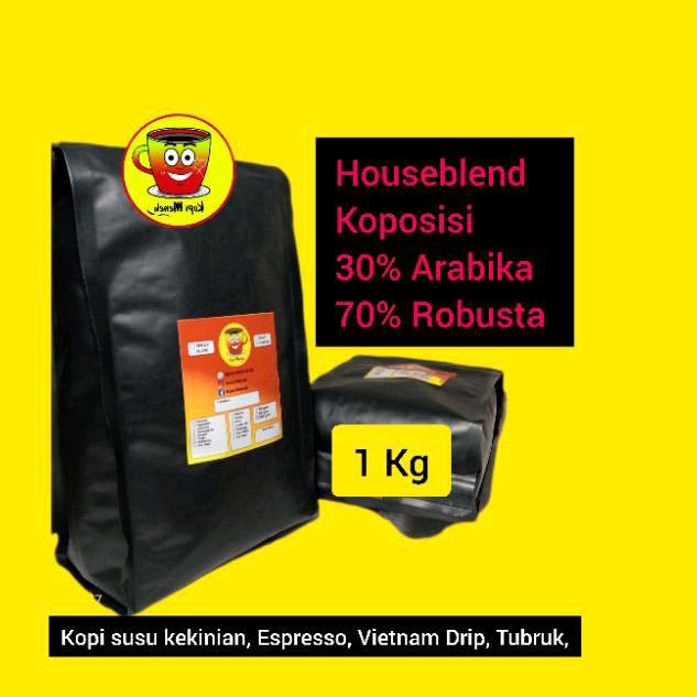 

Houseblend Beans Kopi Susu Kekinian 1Kg Blend Mix 30% Arabika 70% Robusta