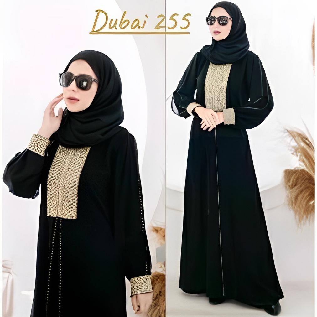 Gamis Abaya Remaja Saudi Dubai Racun Arab Renda Bordir 255 Hitam 78 Tuey Remaja Gamis Abaya Remaja