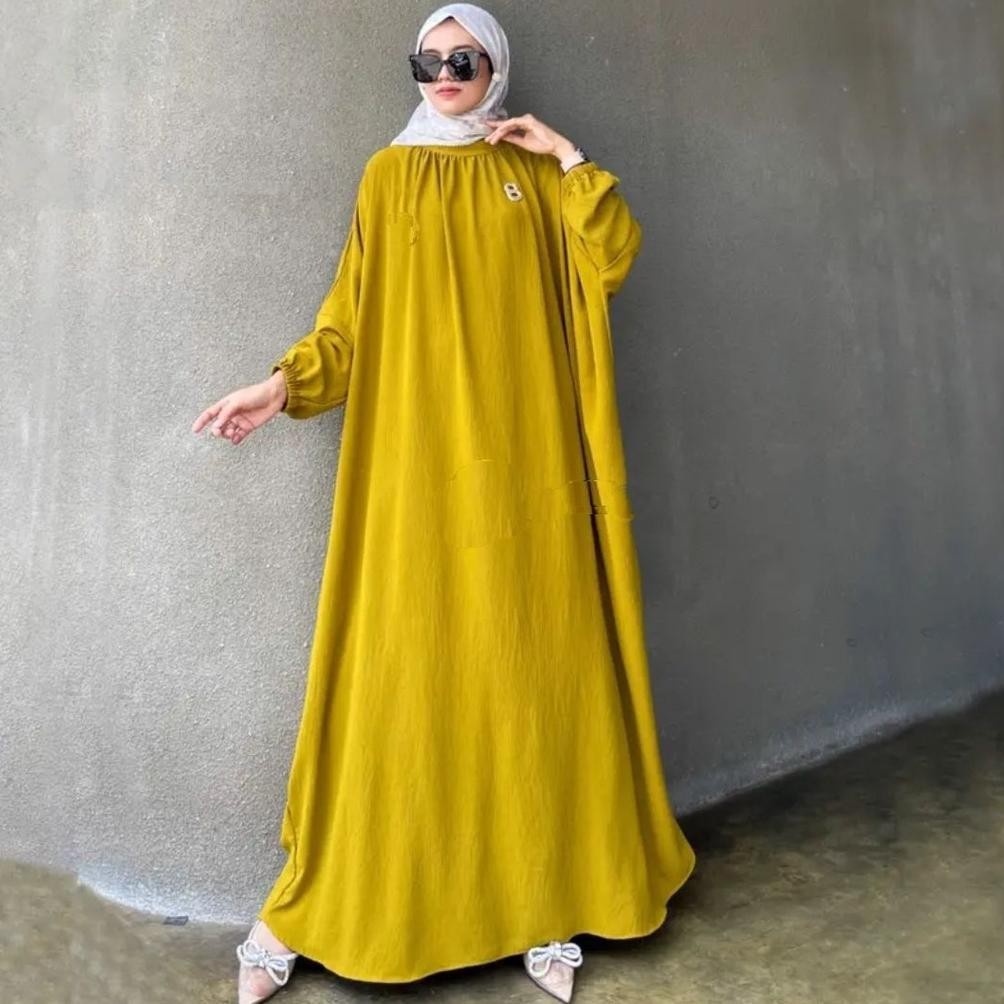 Gamis Abaya Remaja Mauren Dress Muslimah Airflow Crinckle Deodora Gamis Abaya Remaja