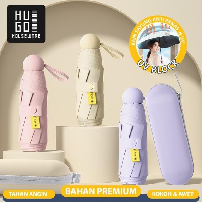 HUGO Payung Lipat Mini Anti UV Payung Mini Kapsul Payung Souvenir