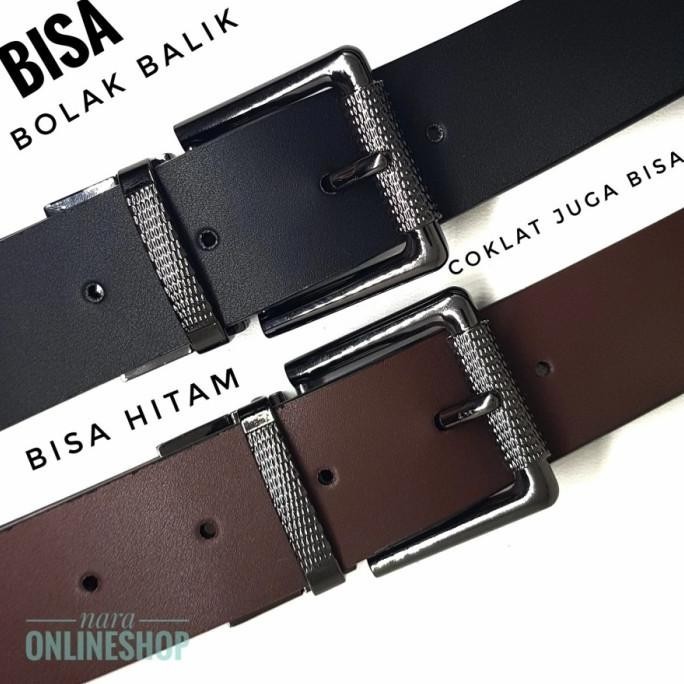 IKAT PINGGANG PRIA DUA WARNA BISA DI BOLAK BALIK BISA HITAM COKLAT CK1