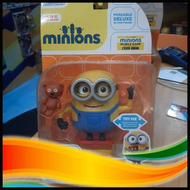 [XDR] MINIONS RARE BOB WITH TEDDY BEAR ACTION FIGURE THINKWAY TOYS