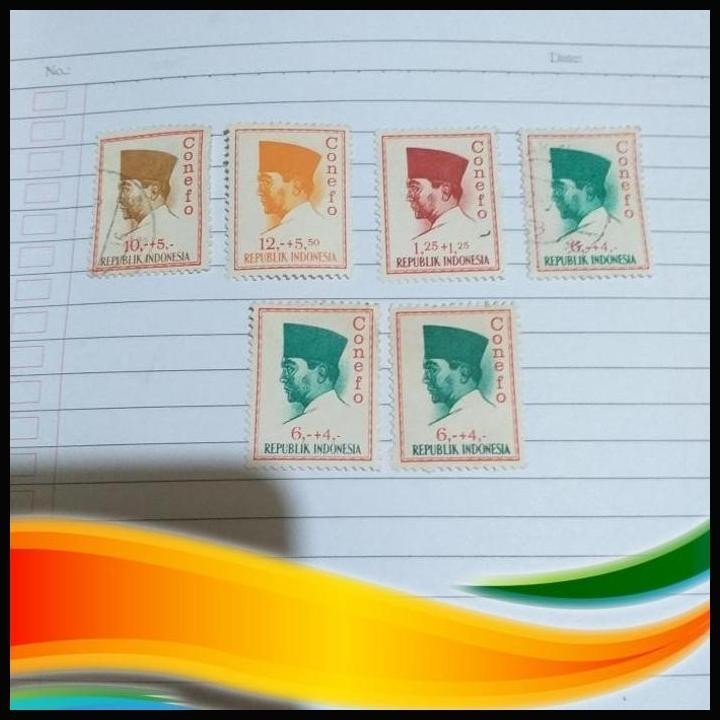 [BKS] PERANGKO KUNO SOEKARNO CONEFO 6PCS (BEKAS)