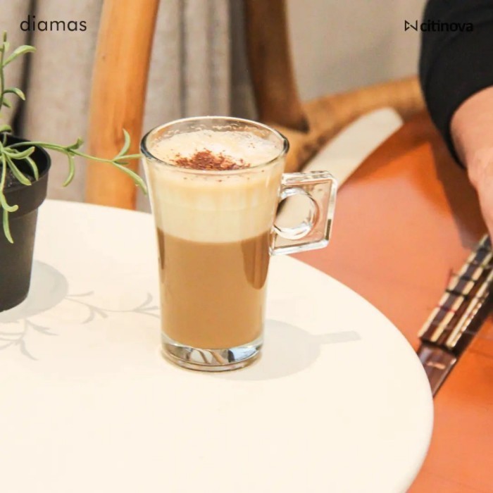 Gelas Gagang Kaca Beling Bening Awet Kuat Tebal Citinova 250ML Gelas Unik Saji Minuman Cocktail Dess