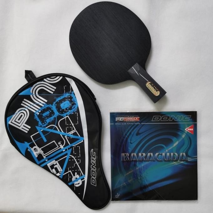 Bat Pingpong Donic Black Devil Penholder + Karet Donic Baracuda Set