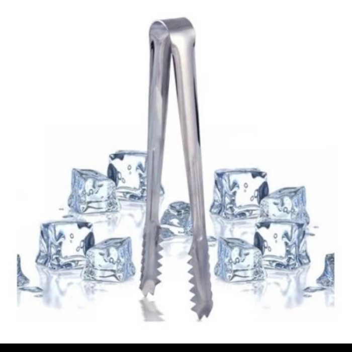 Capitan Es Batu Stainless Awet Kuat Tebal Panjang 16CM Ice Cube Tong Capitan Penjepit Es Batu Stainl