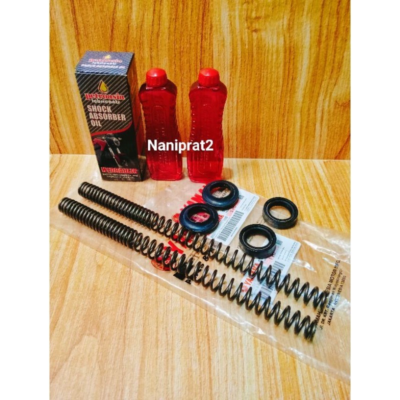 Per shock Depan Sepasang 5TL + Oil shock + Sil shock + Sil abu Yamaha Mio lama/Mio sporty/Smile/Mio 