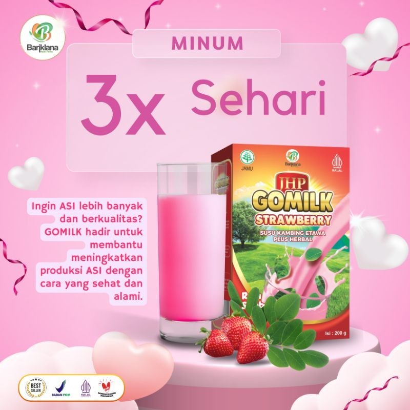 

GOMILK STROBERI susu kambing etawa plus herbal