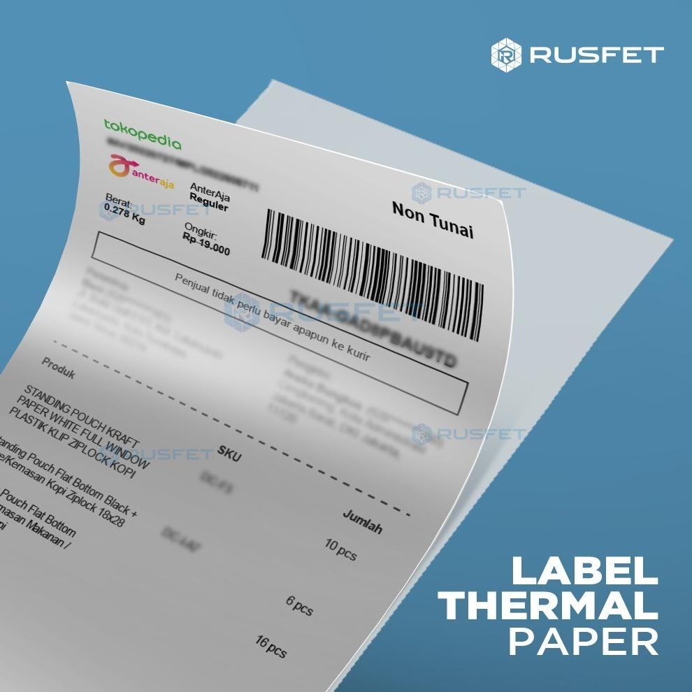 

gjk-25 Label Stiker Thermal Paper A6 10x15mm 100x150 cm Sticker Barcode Resi RUSFET TERMURAH Premium