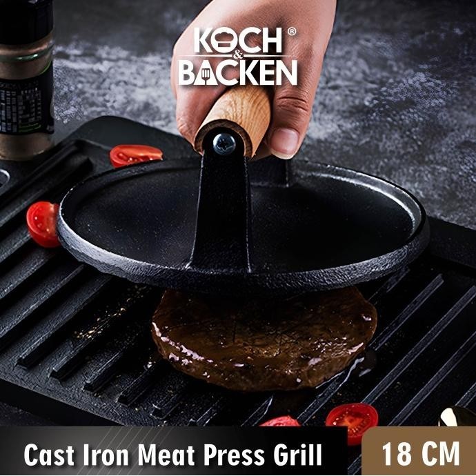 KOCH&BACKEN Cast Iron Meat Press Grill Alat Cetak Daging Burger