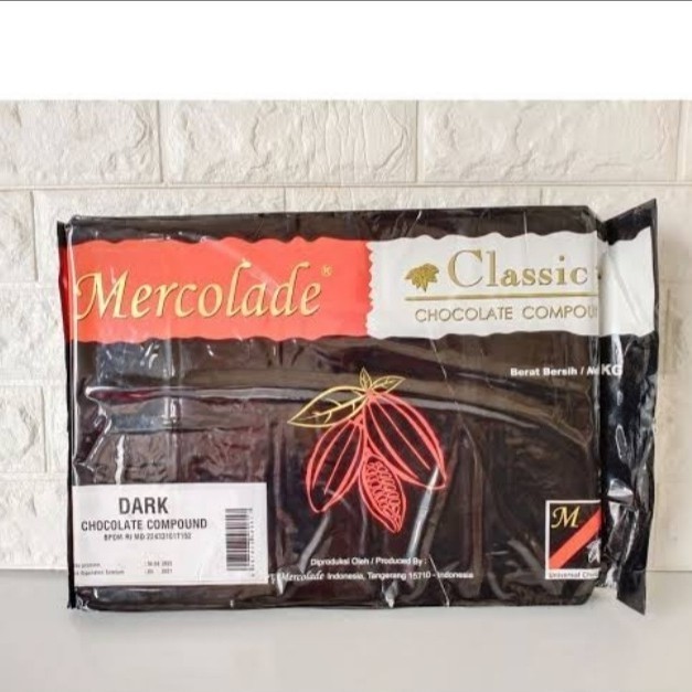 

MERCOLADE COMPOUND CLASSIC DARK 1KG x 1 PCS, COKLAT BLOK MUDAH DILUMER K01